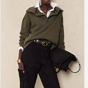 Banana Republic Fleece Polo Sweatshirt New Heritage Olive M
